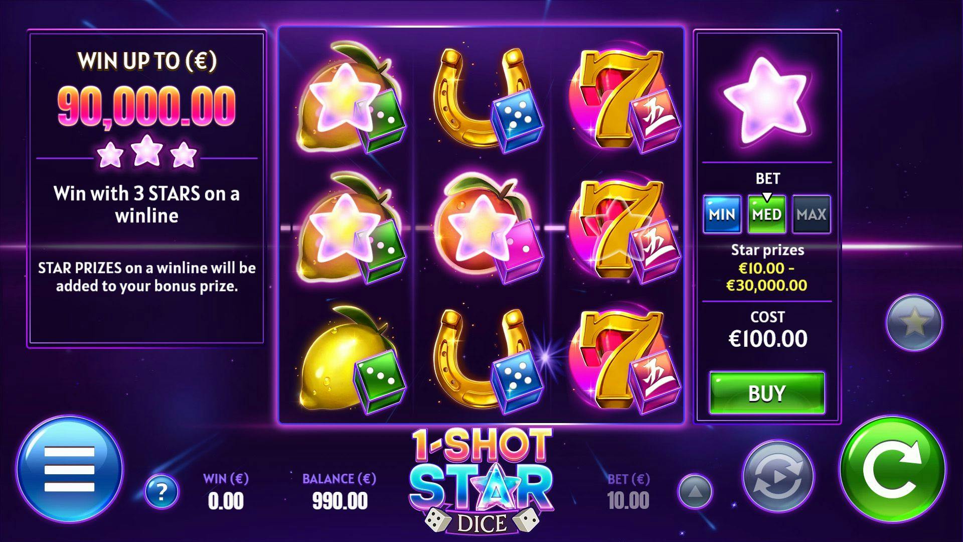 Discover the 1 Shot Star diceslot from Airdice