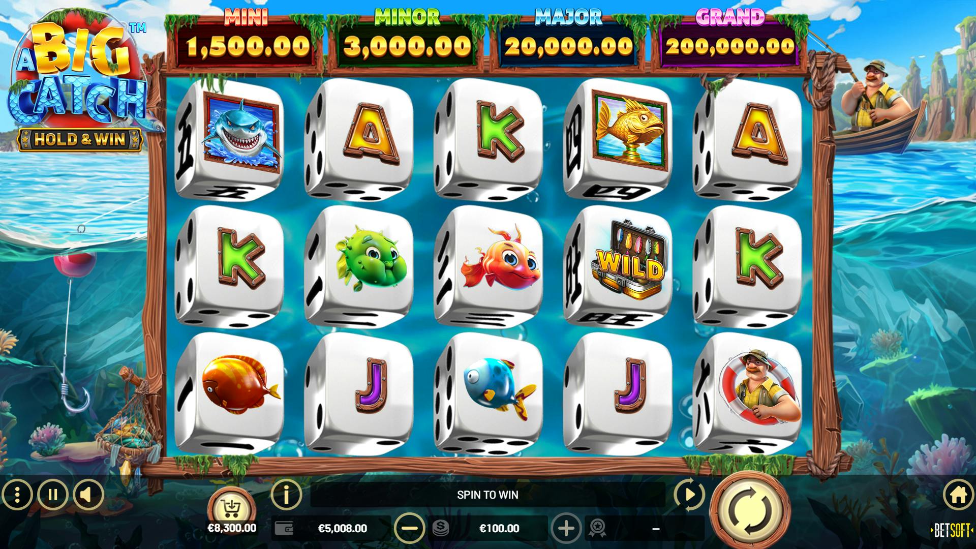 Betsoft Big Catch diceslot with hold & win