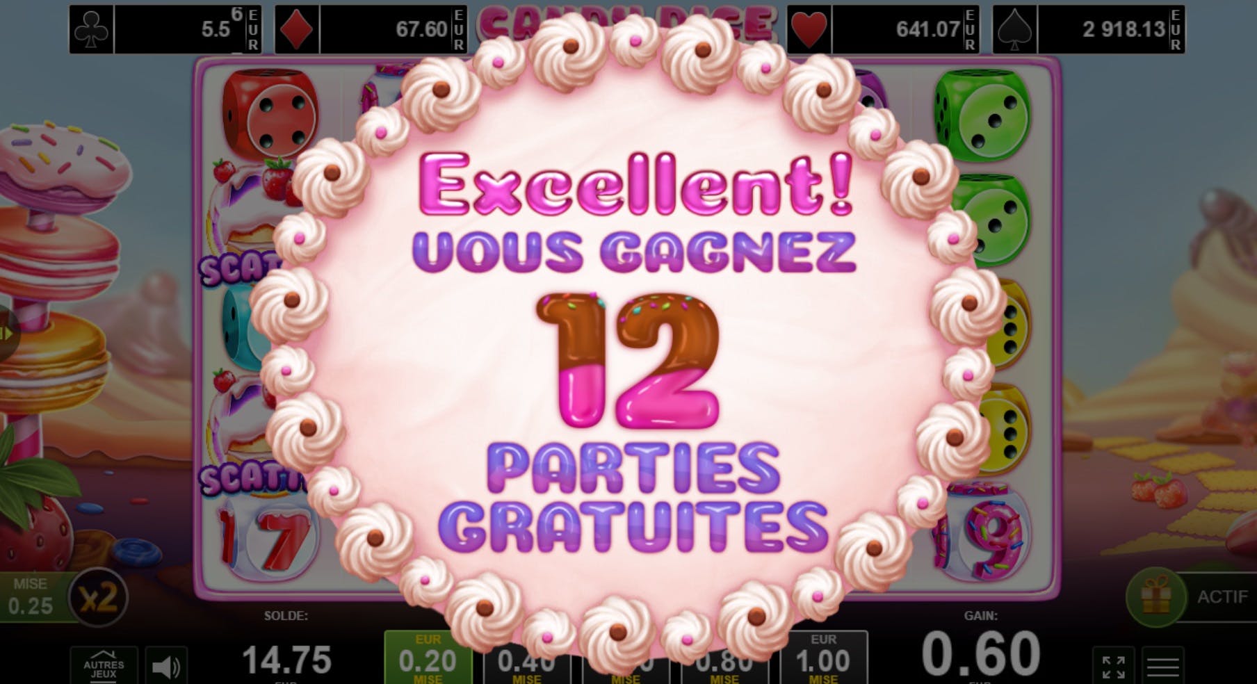 Amusenet Candy Dice slot, more candy for more winnings!