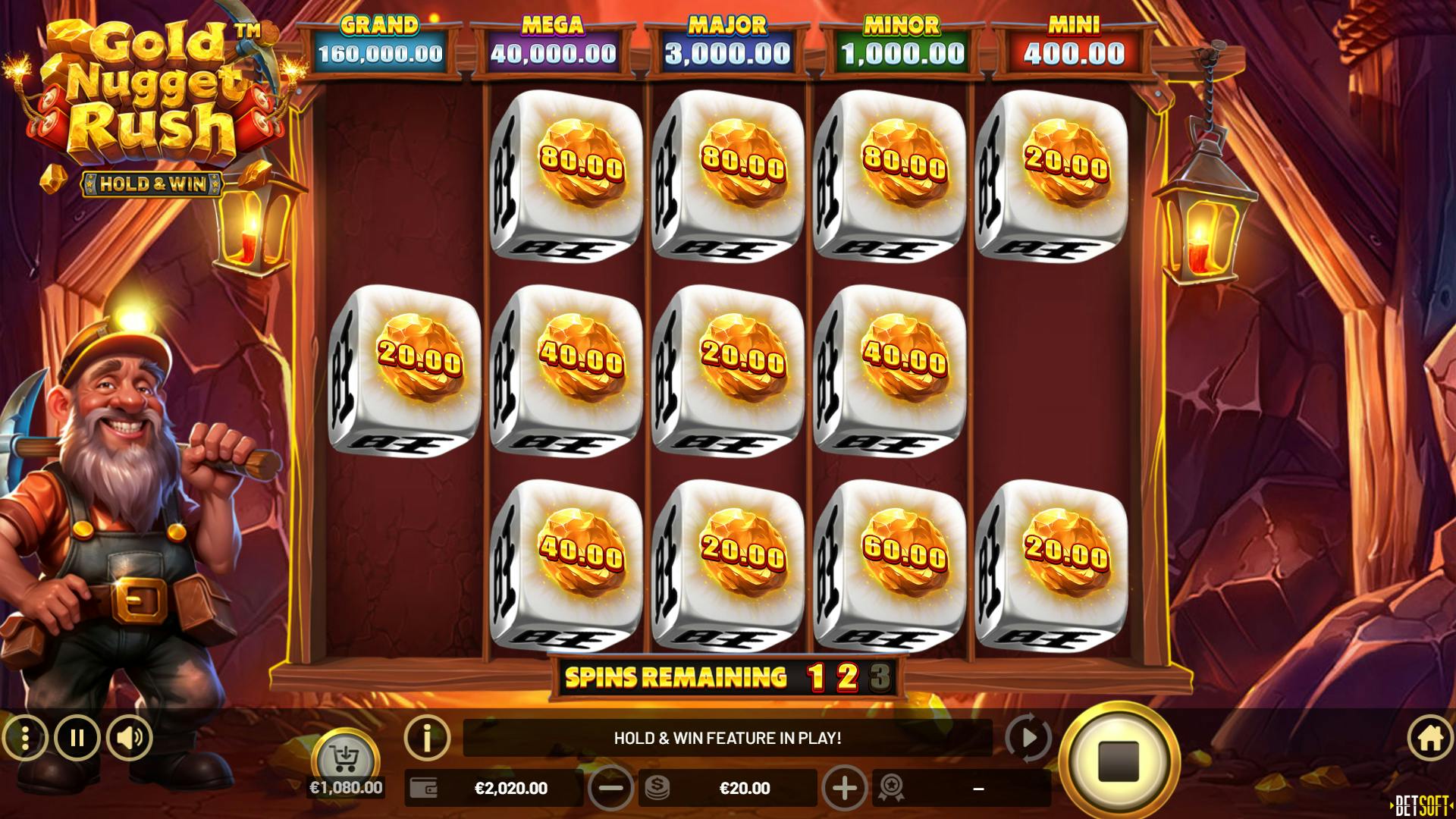 Vivez la fièvre de l'or avec Gold Nugget Rush Hold & Win Dice