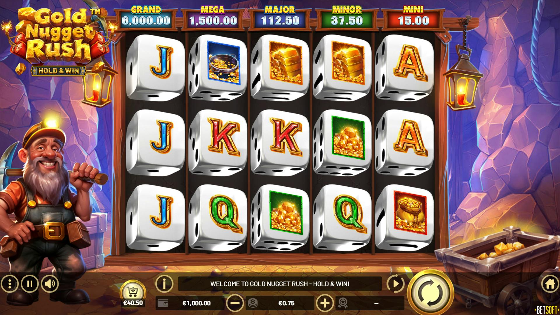 Vivez la fièvre de l'or avec Gold Nugget Rush Hold & Win Dice