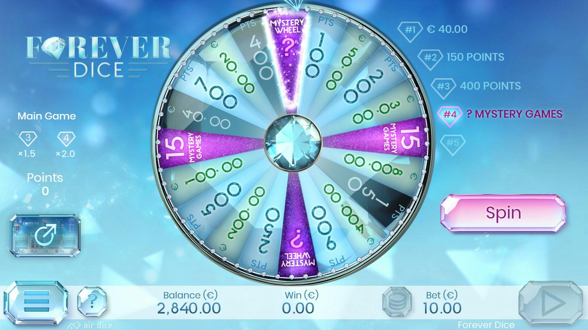 Spin the mystery wheel on Forever Dice