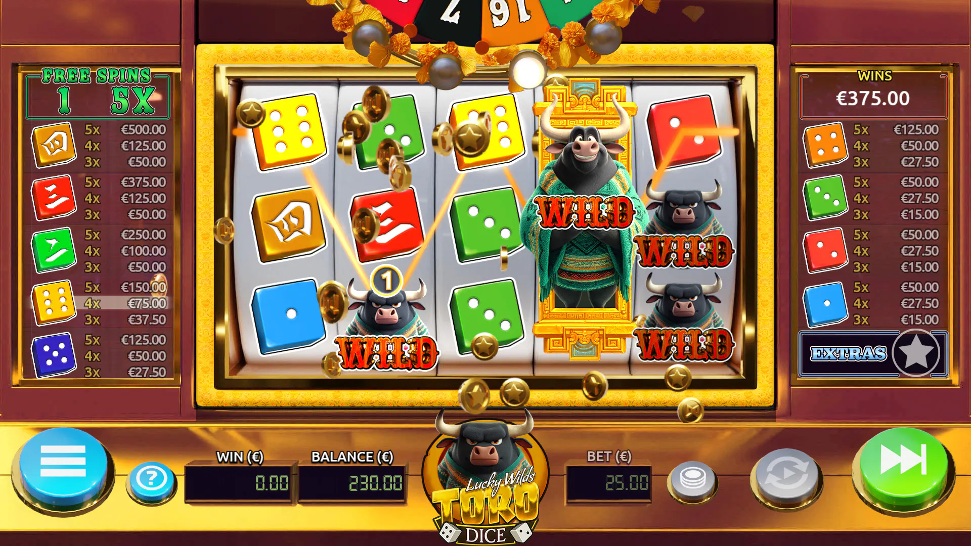 Domptez le taureau sur Lucky Wilds Toro Dice