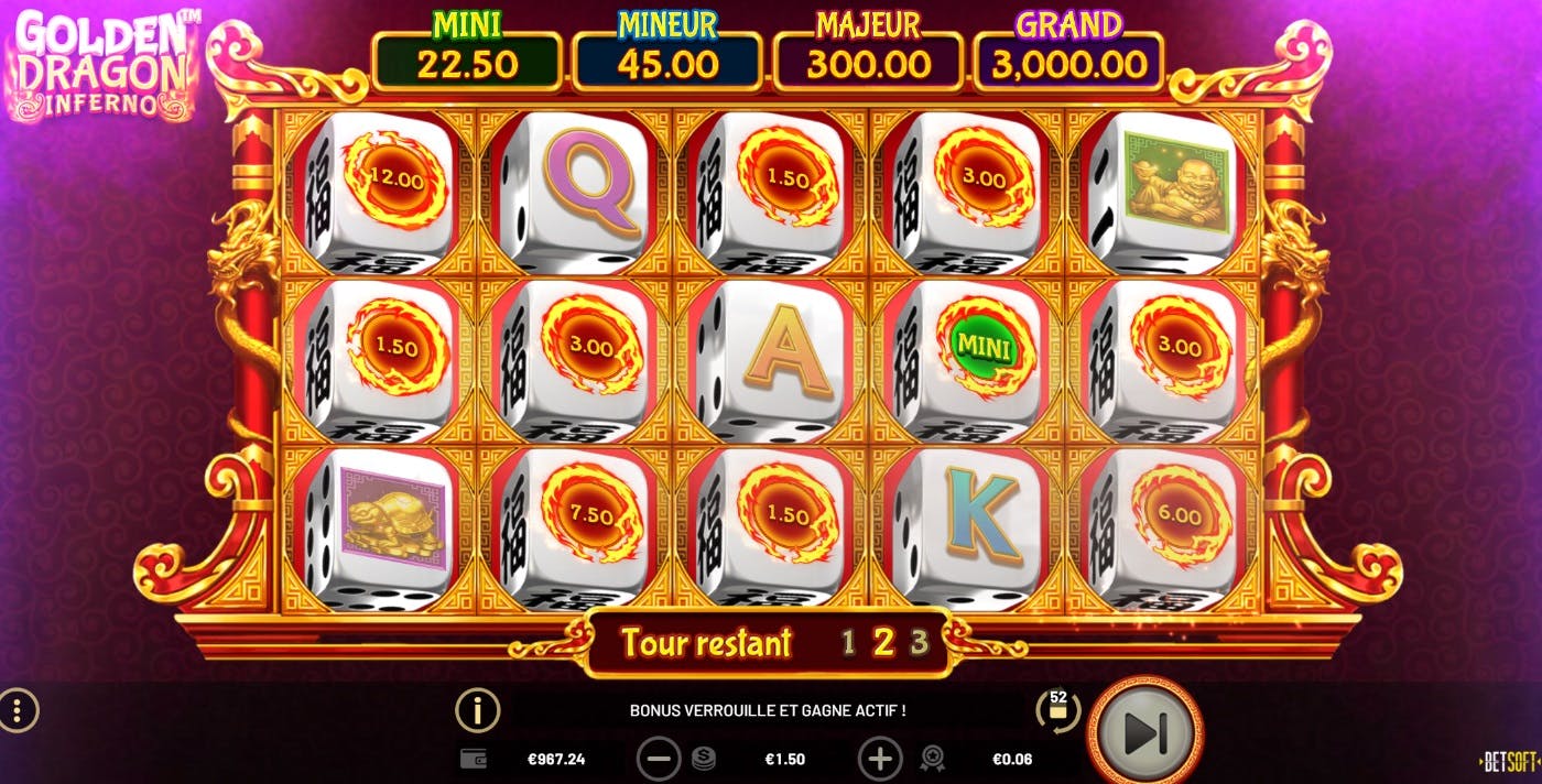 Betsoft Golden Dragon Inferno dice slot game