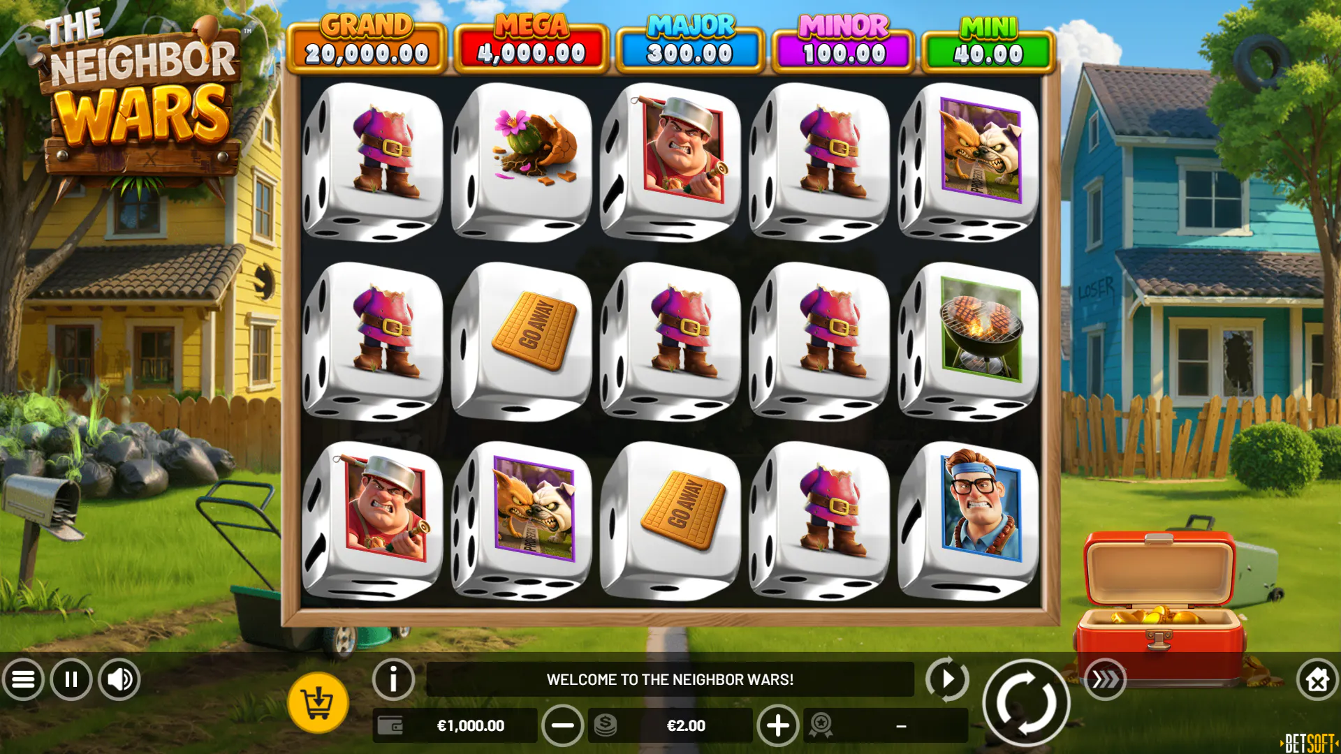 Buren oorlog op Neighbor Wars Dice