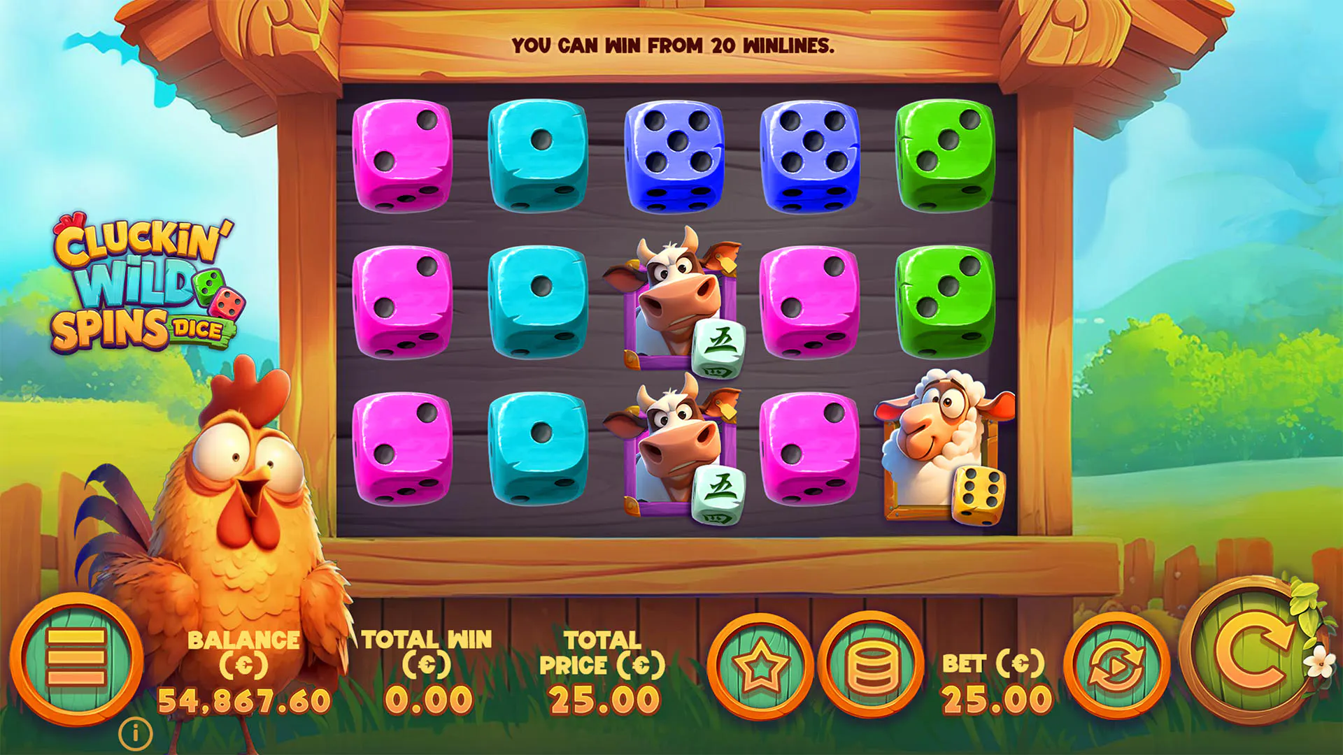 Univers déjanté sur Cluckin' Wild Spins Dice