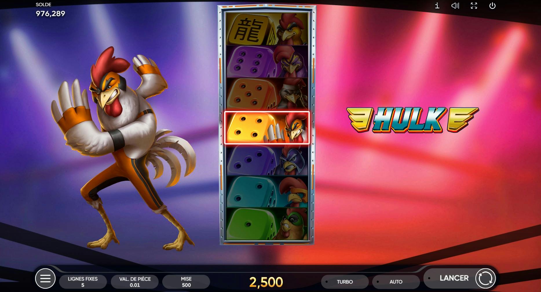 Endorphina Rooster Fury dice slot game