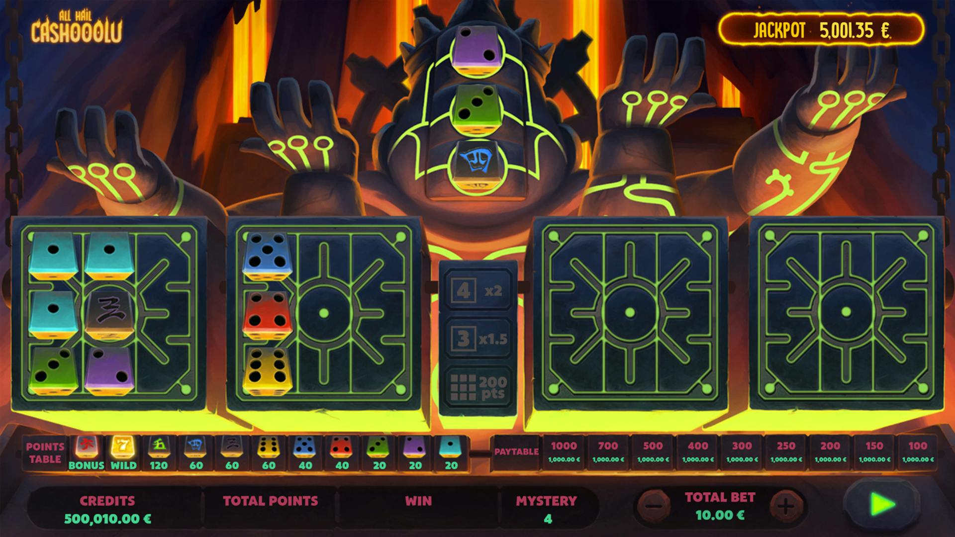 All Hail Cashooolu dice game met jackpot van Gaming1