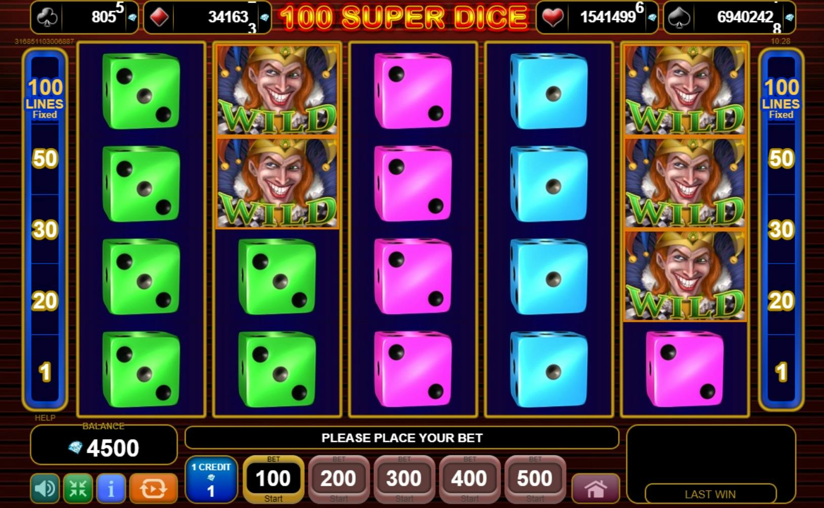 EGT 100 Super Dice Slot Spel op Luckygames