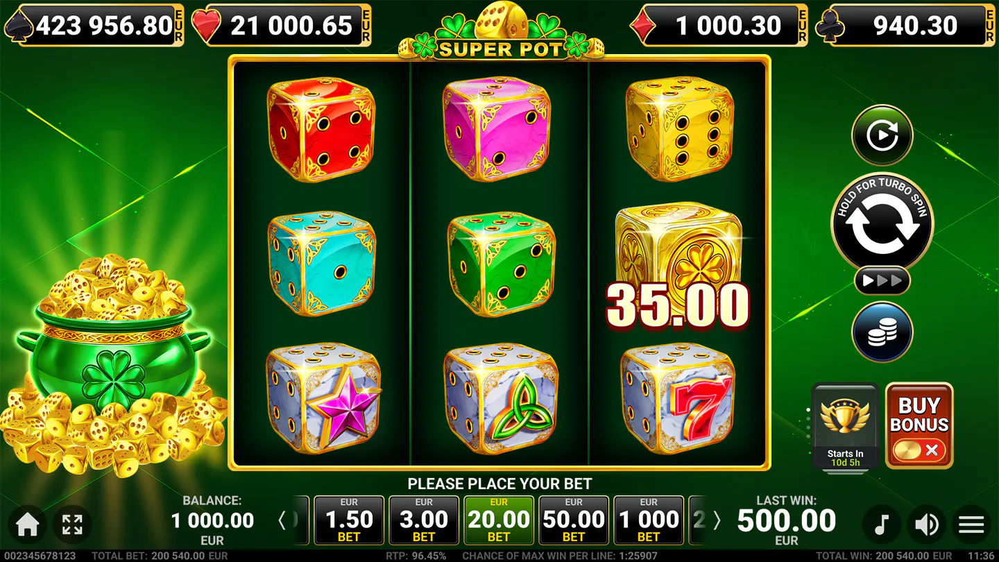 Clover Dice Super Pot 🍀 | Dice Slot Amusnet – Lucky Games