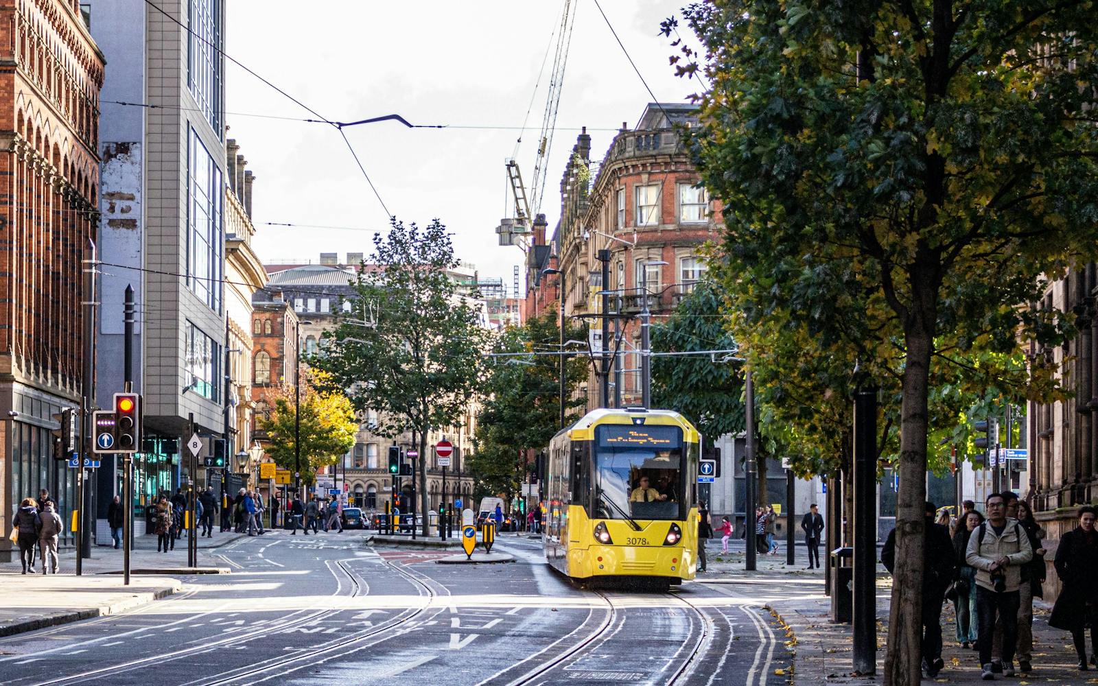 A tram in a city centre