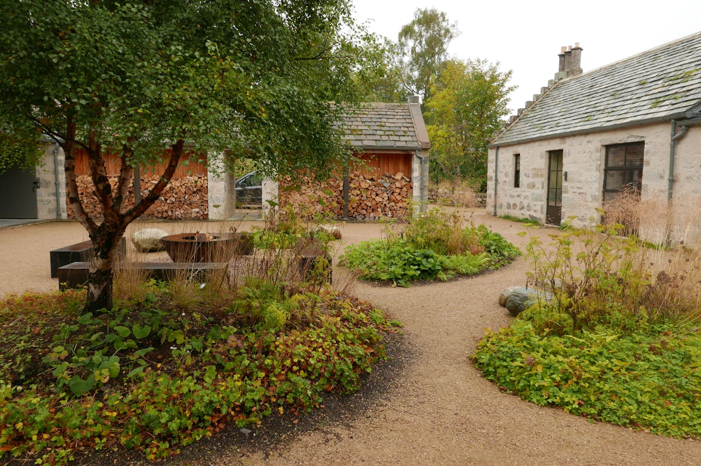 Courtyard with buildings around it