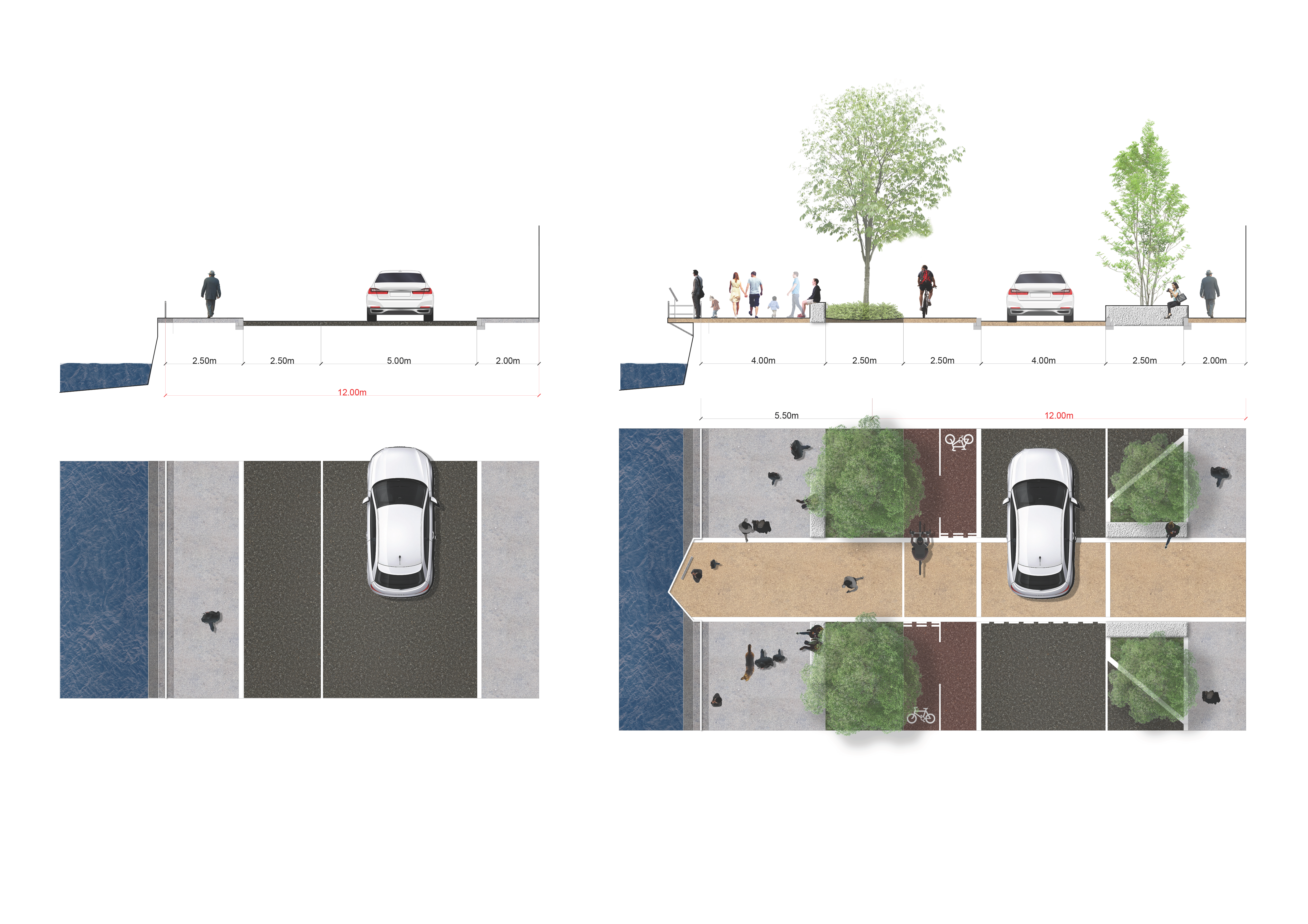 Graphic illustrations of site plans