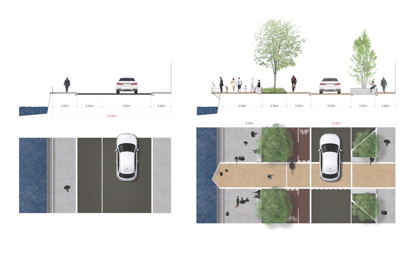Graphic illustrations of site plans