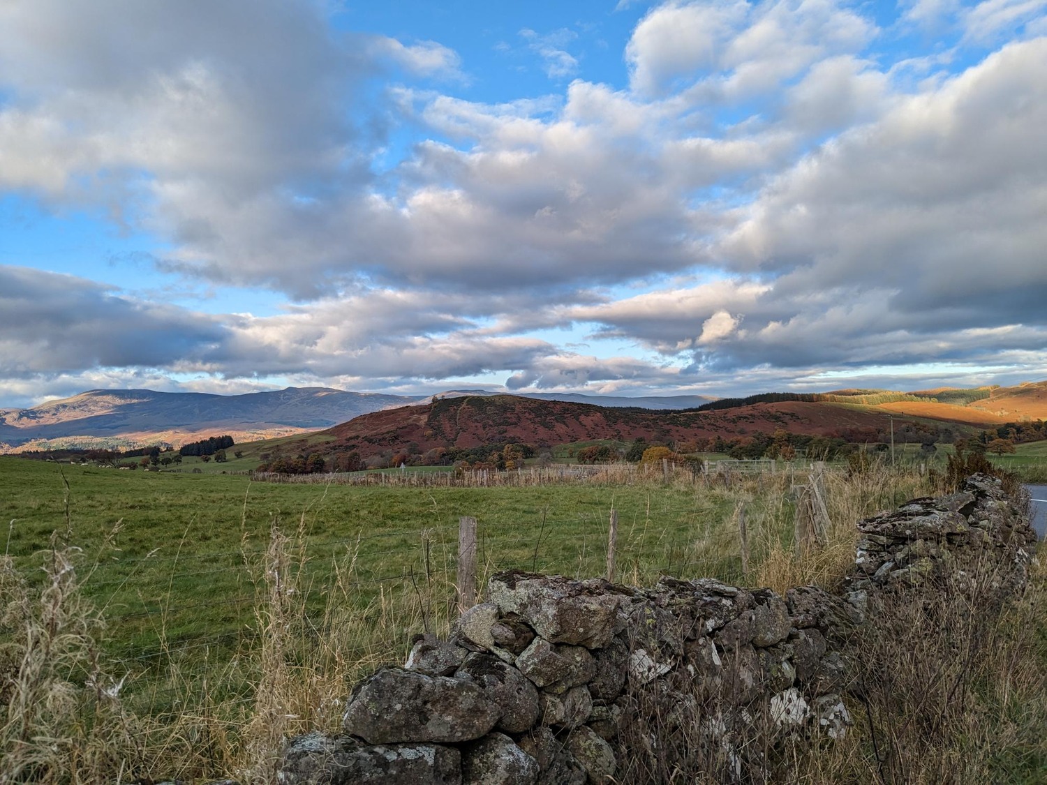 Grass field looking onto the hills