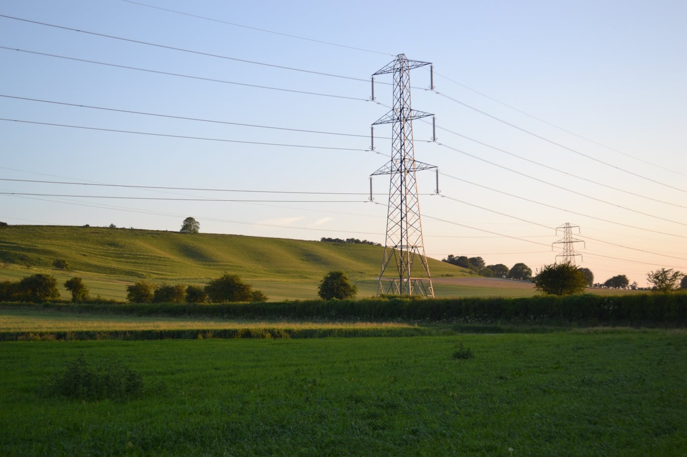 Pylon in rural landscape