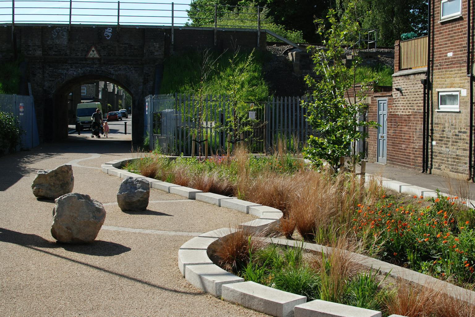 Cycle path with planting