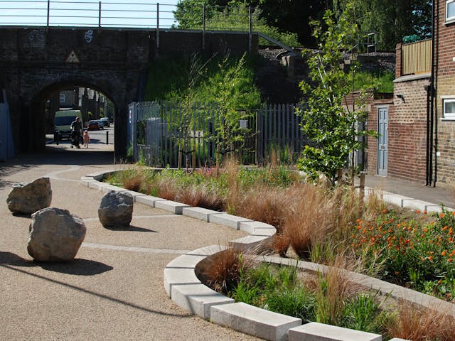 Cycle path with planting