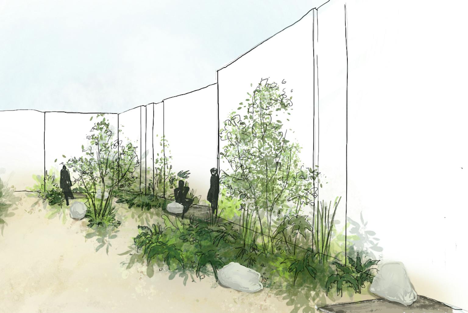 Illustration of proposed therapy gardens