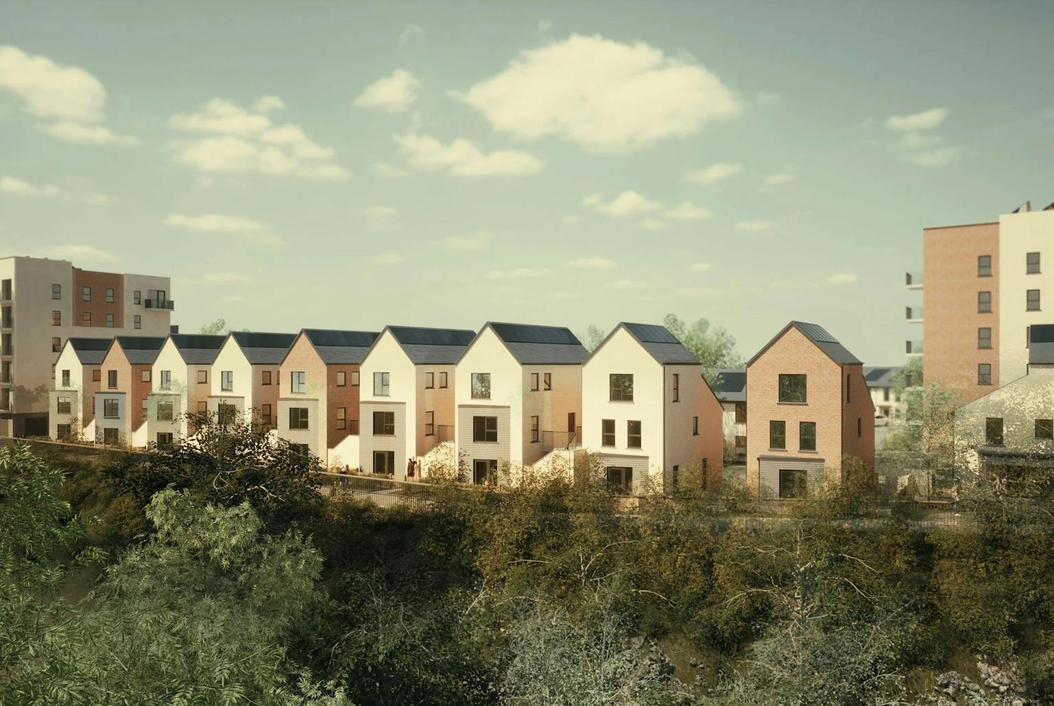 CGI of the Farringdon Row 'clifftop houses'