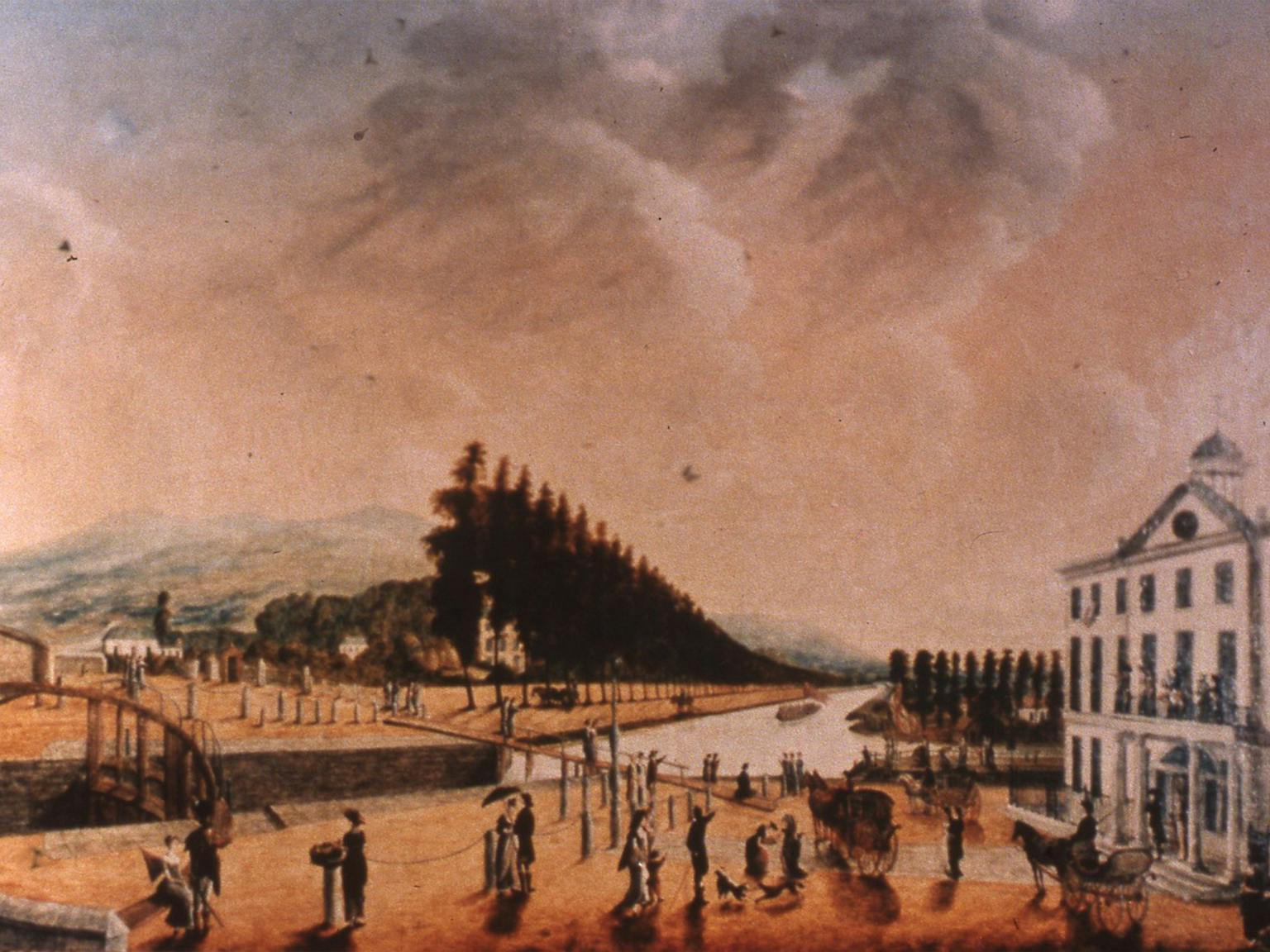 Old print of Portobello Harbour, early 1800s