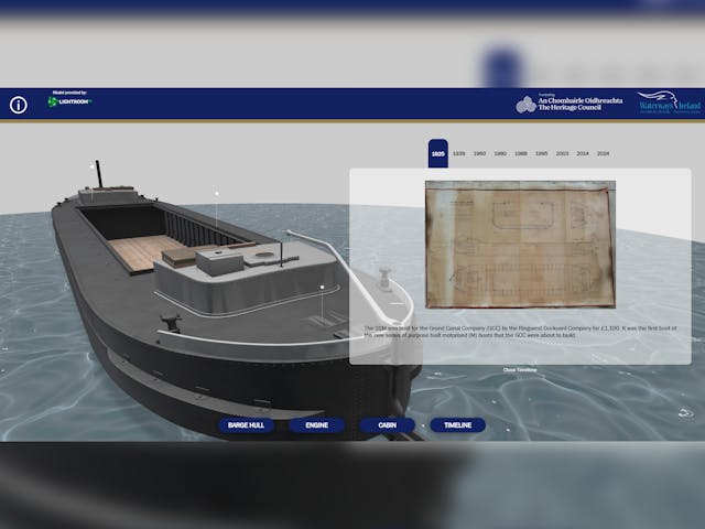 a 3D image of a boat in the water