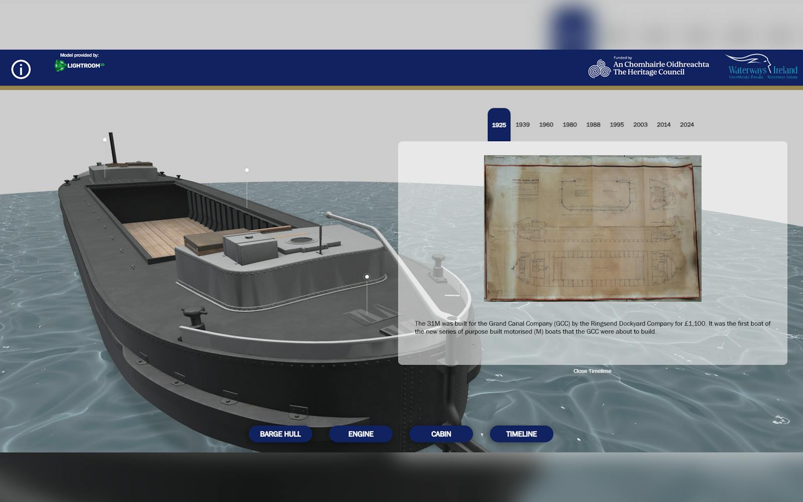 a 3D image of a boat in the water