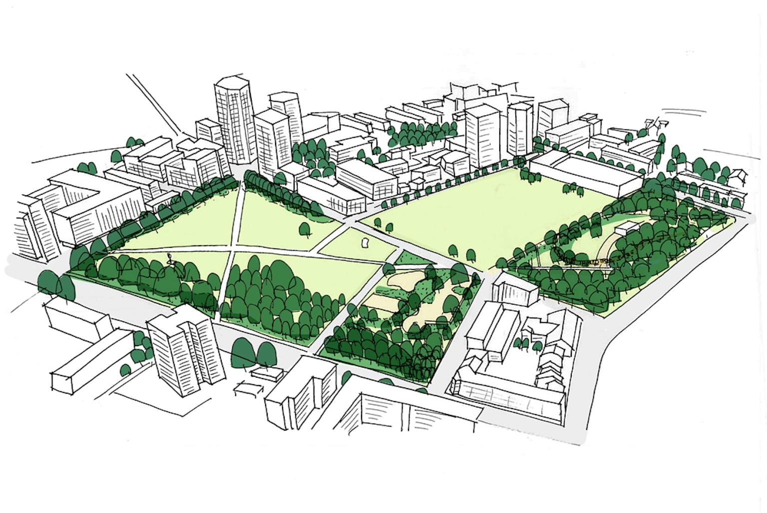 Sketch of Shoreditch Park by LUC