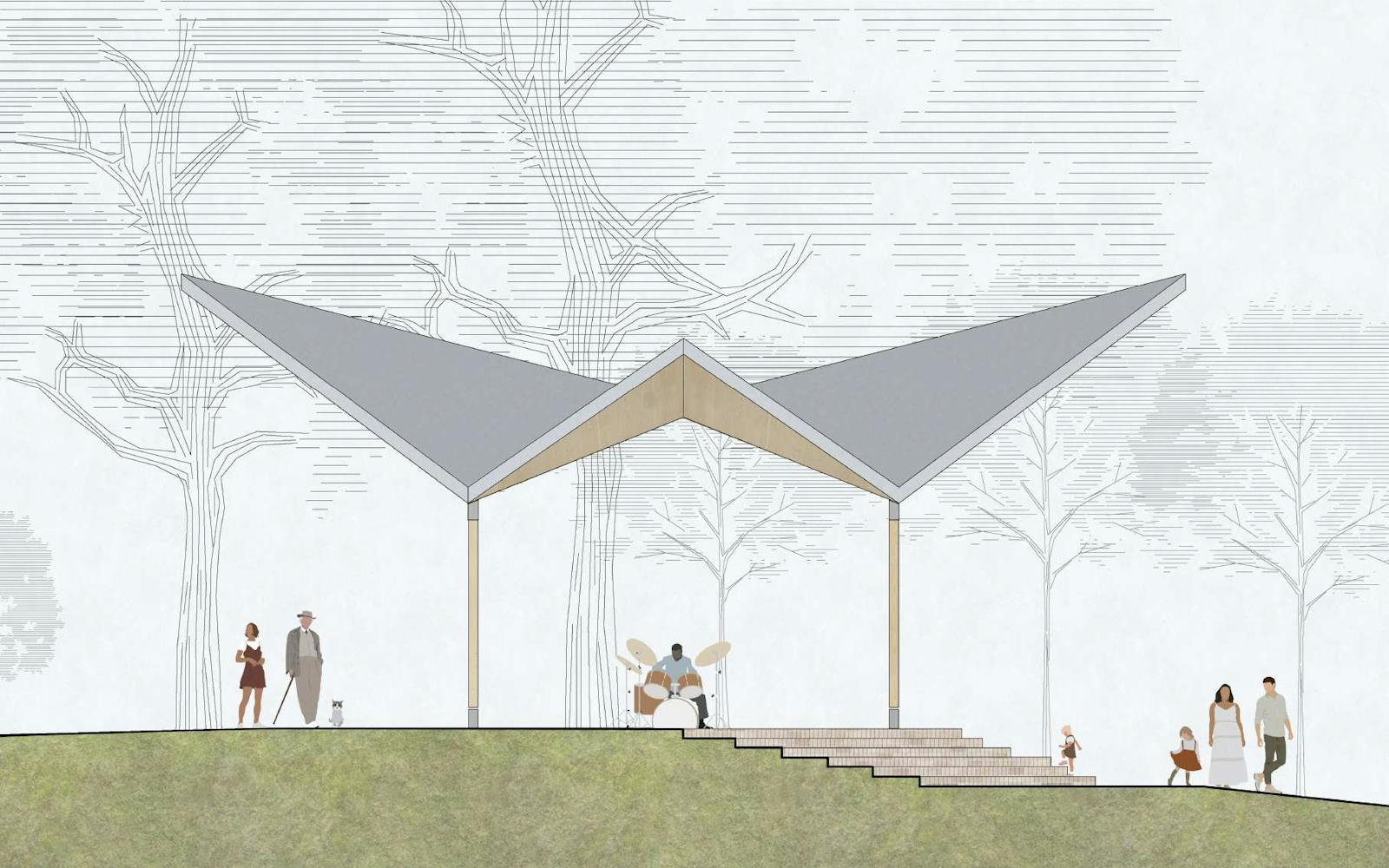 Illustration of a shelter, by Innes Associates