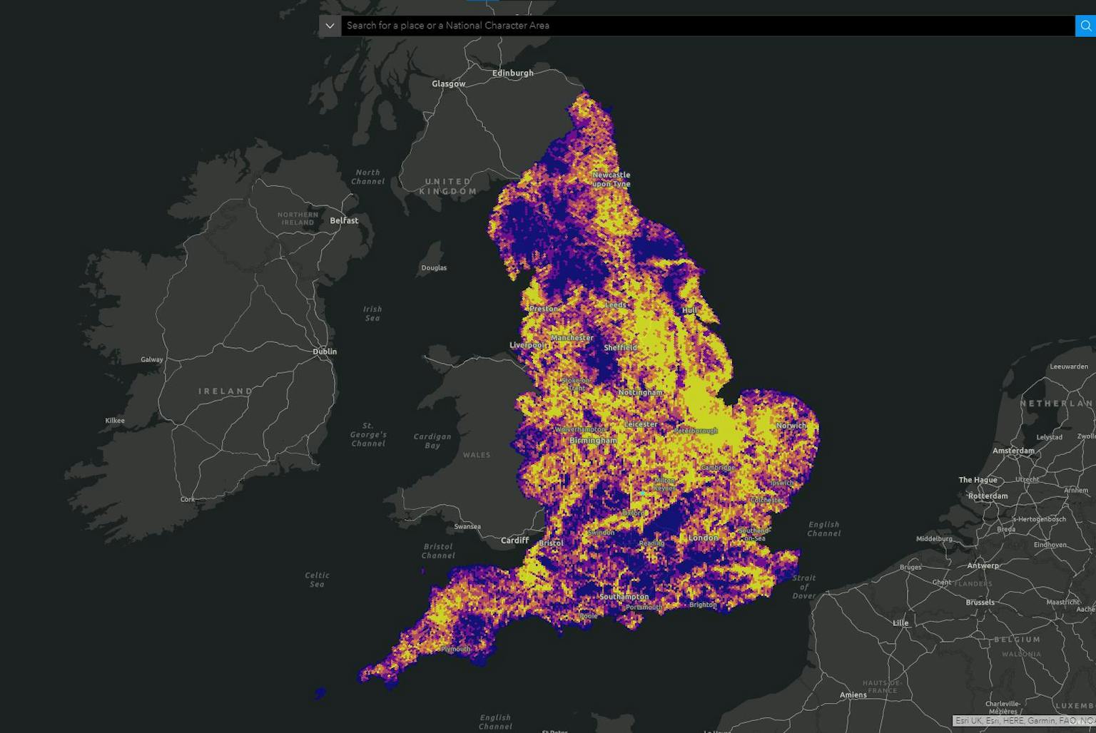 a map of united kingdom with different colored areas