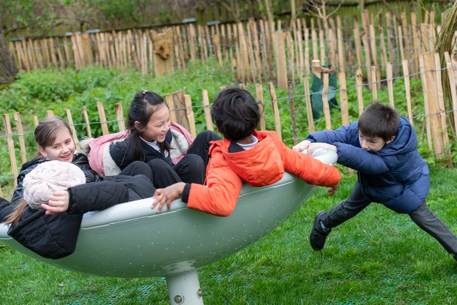 a group of kids playing together