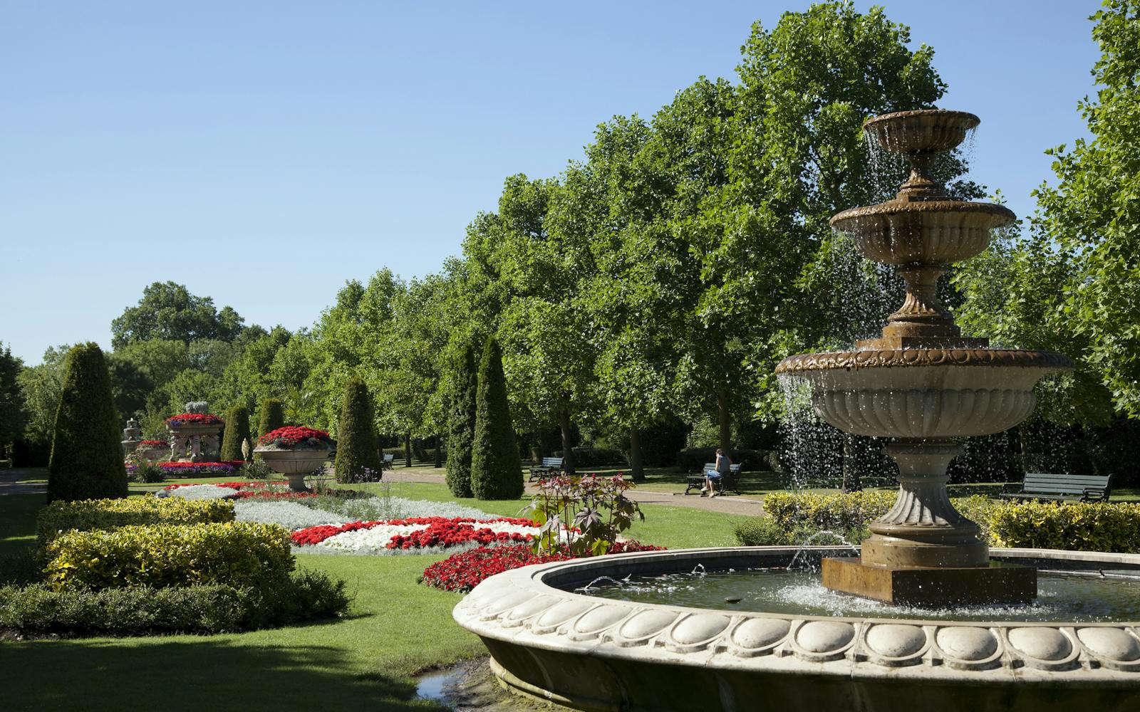 a fountain in a park
