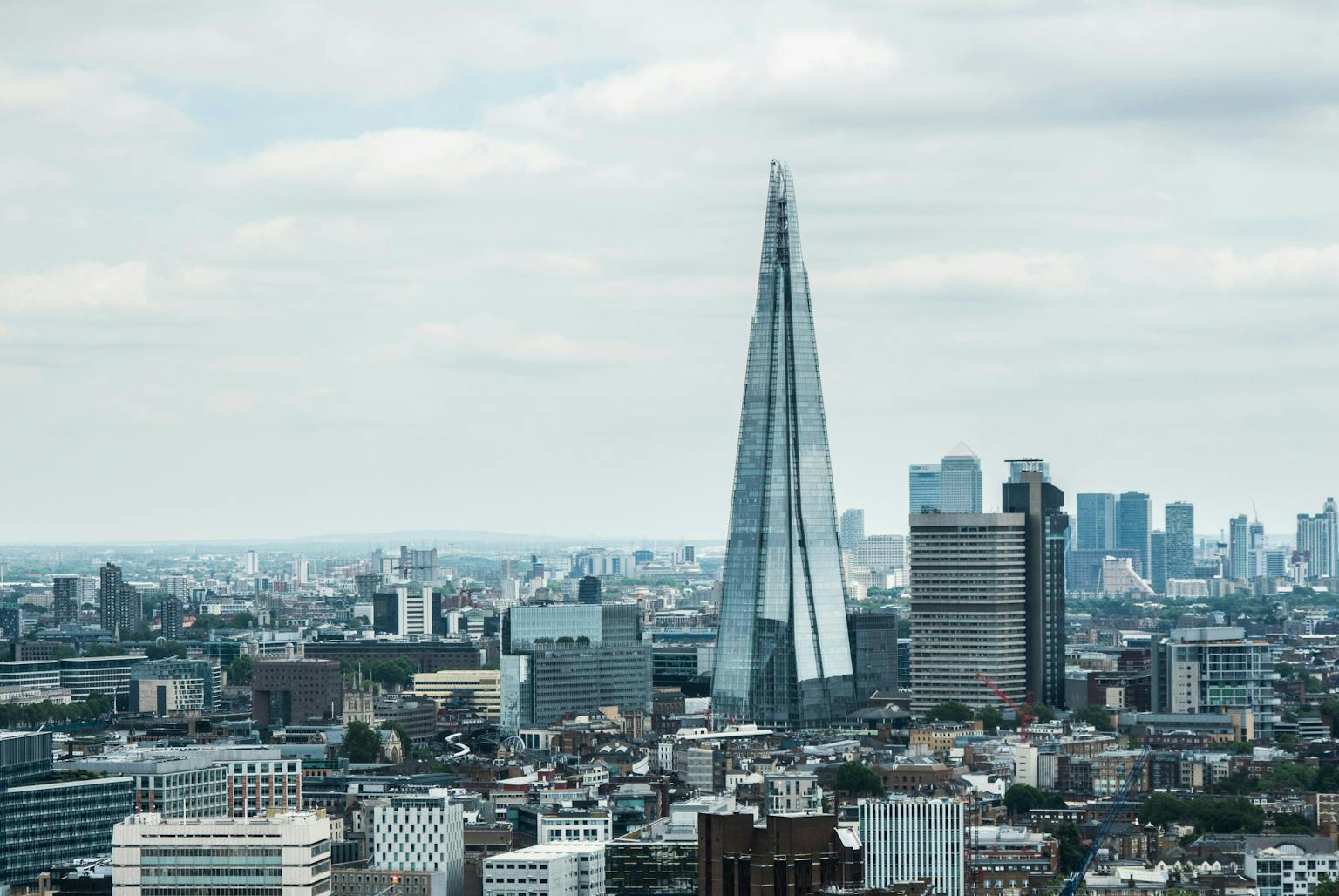 View of London city over buildings
