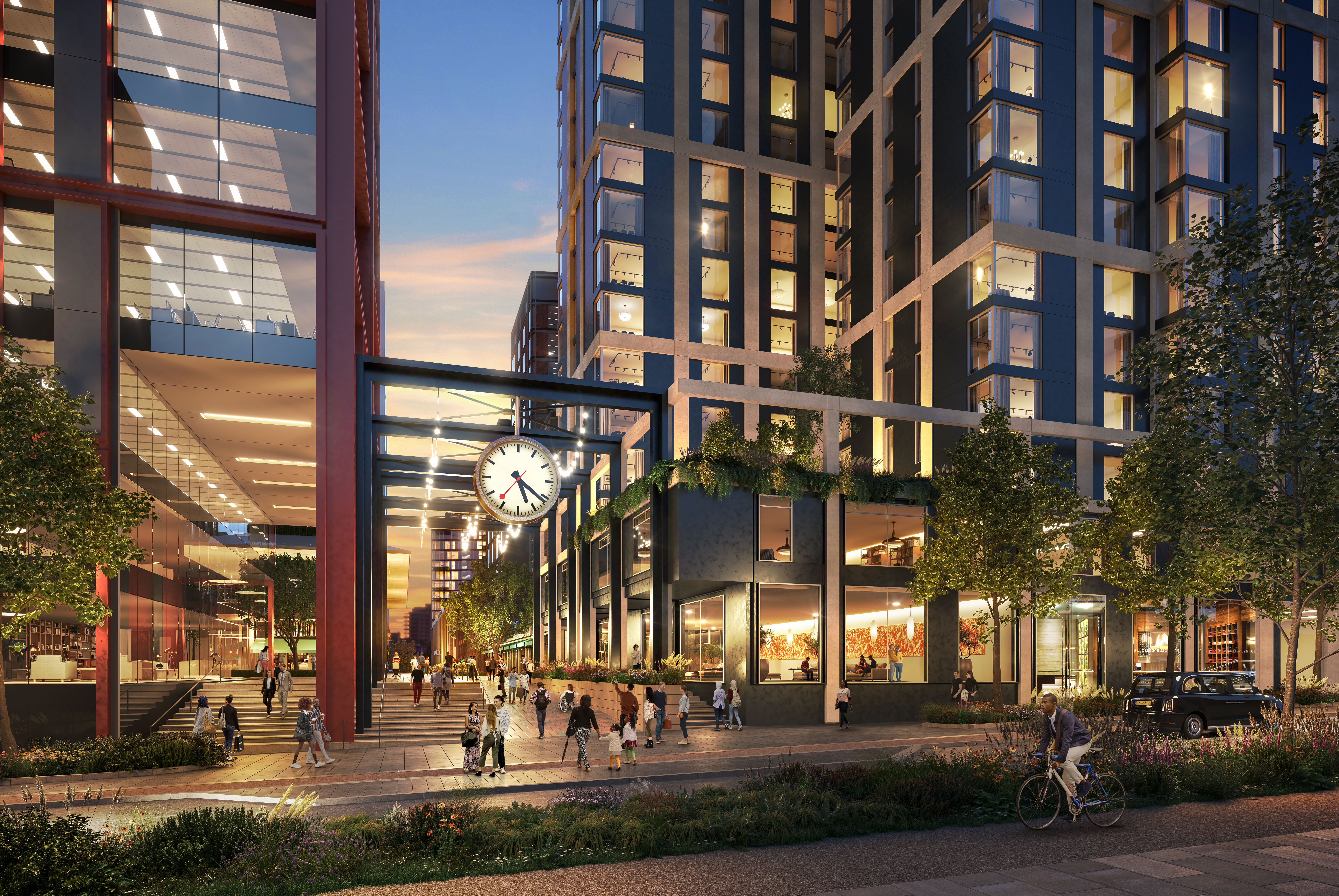 a large clock in front of a building