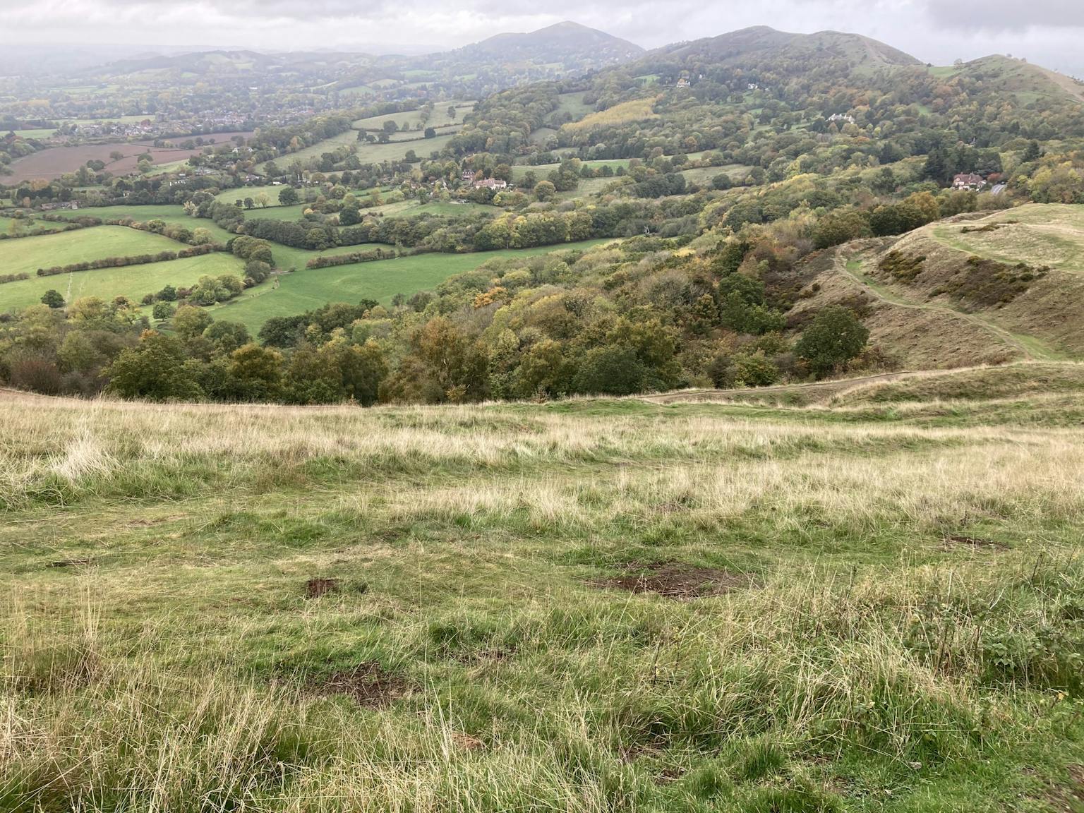a landscape with hills and trees