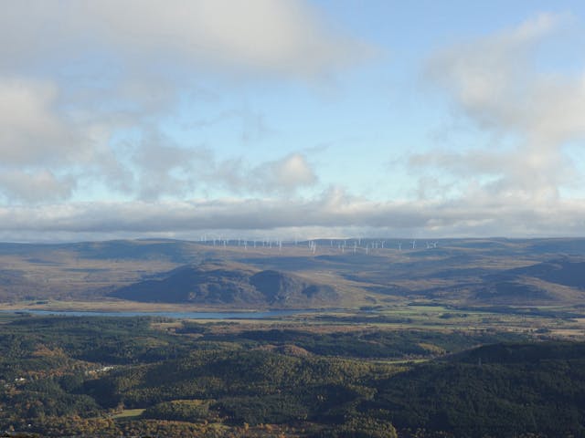 Landscape image of Corriegarth Wind Farm site