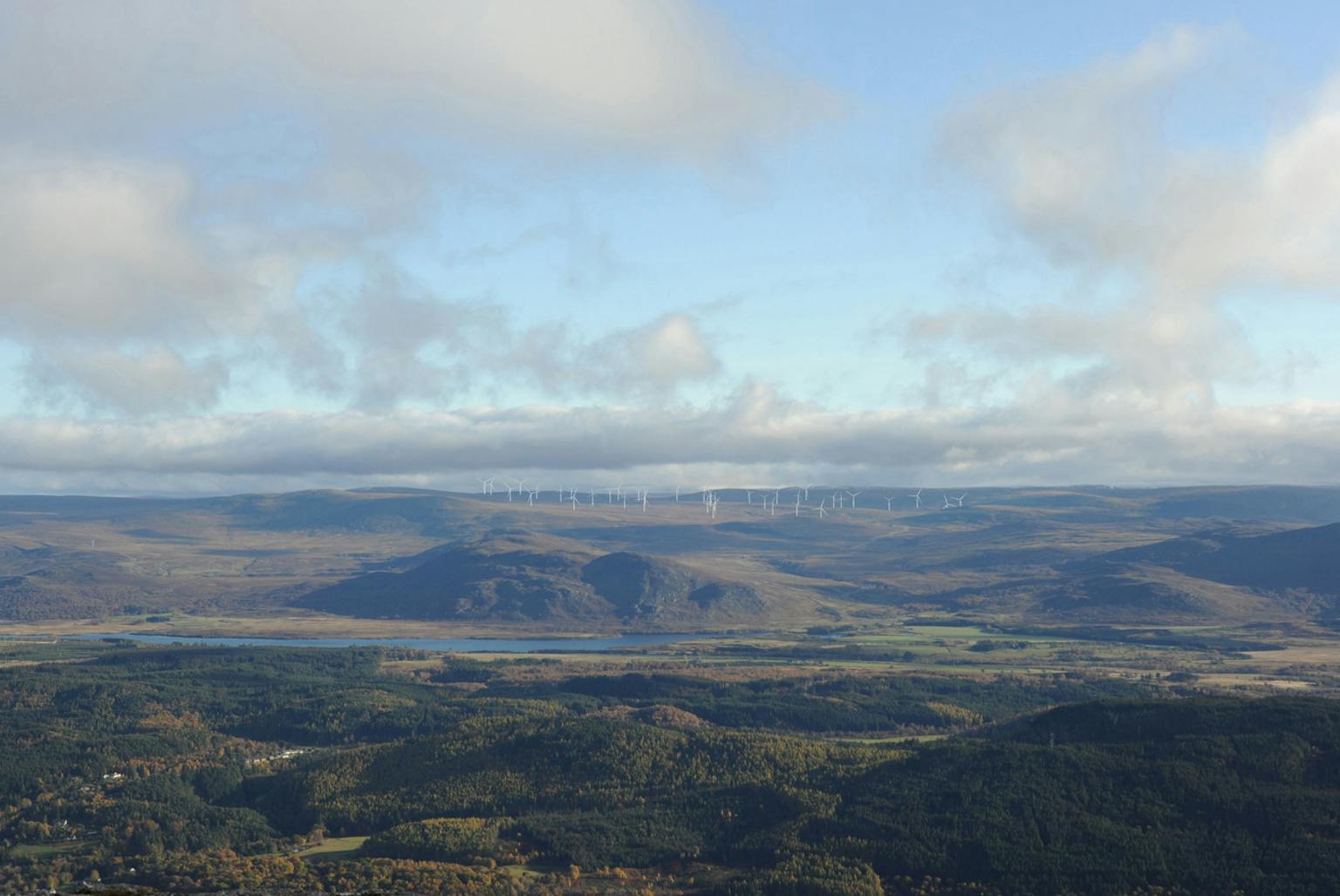 Landscape image of Corriegarth Wind Farm site