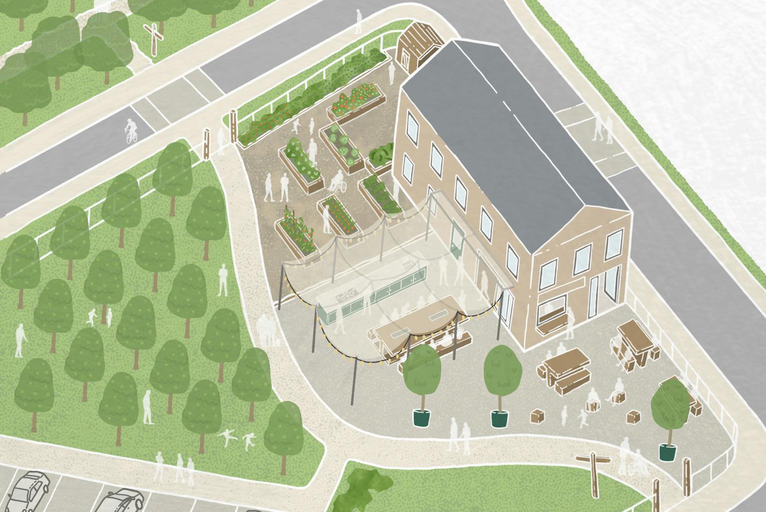 Graphic illustration of Tubbercurry food hub