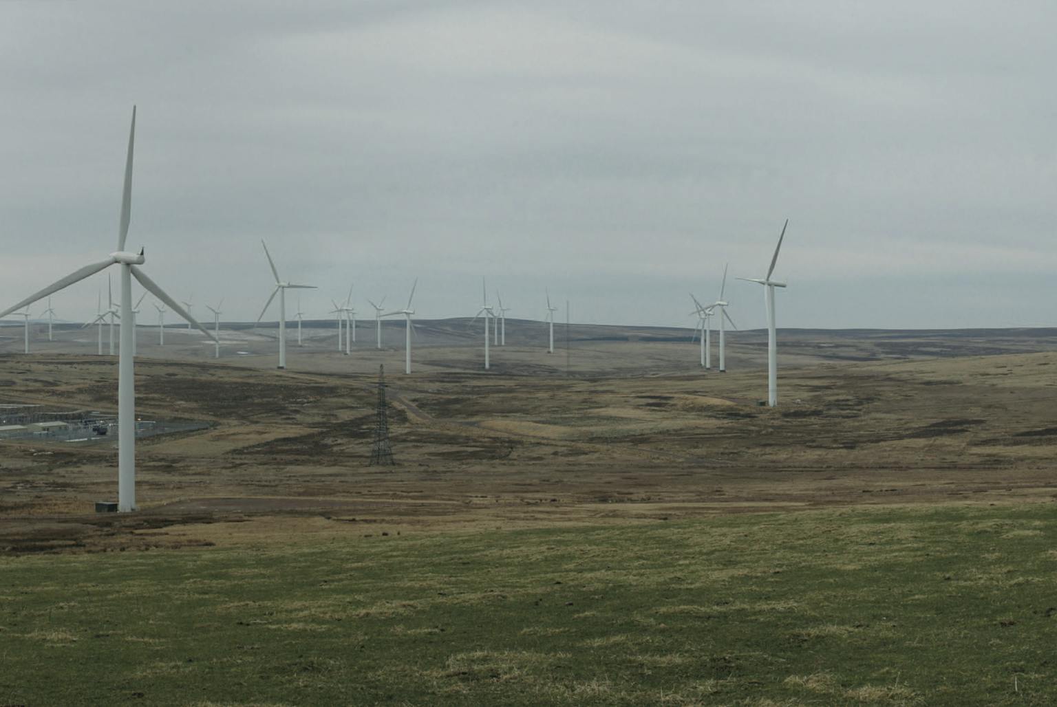 Countryside with wind turbines
