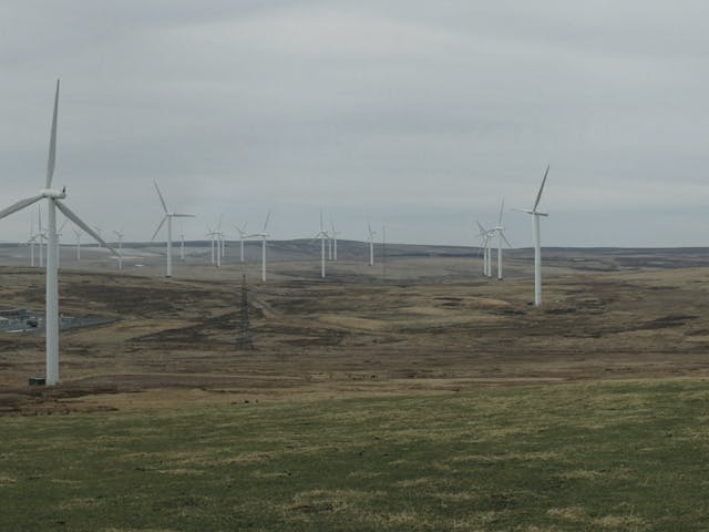 Countryside with wind turbines