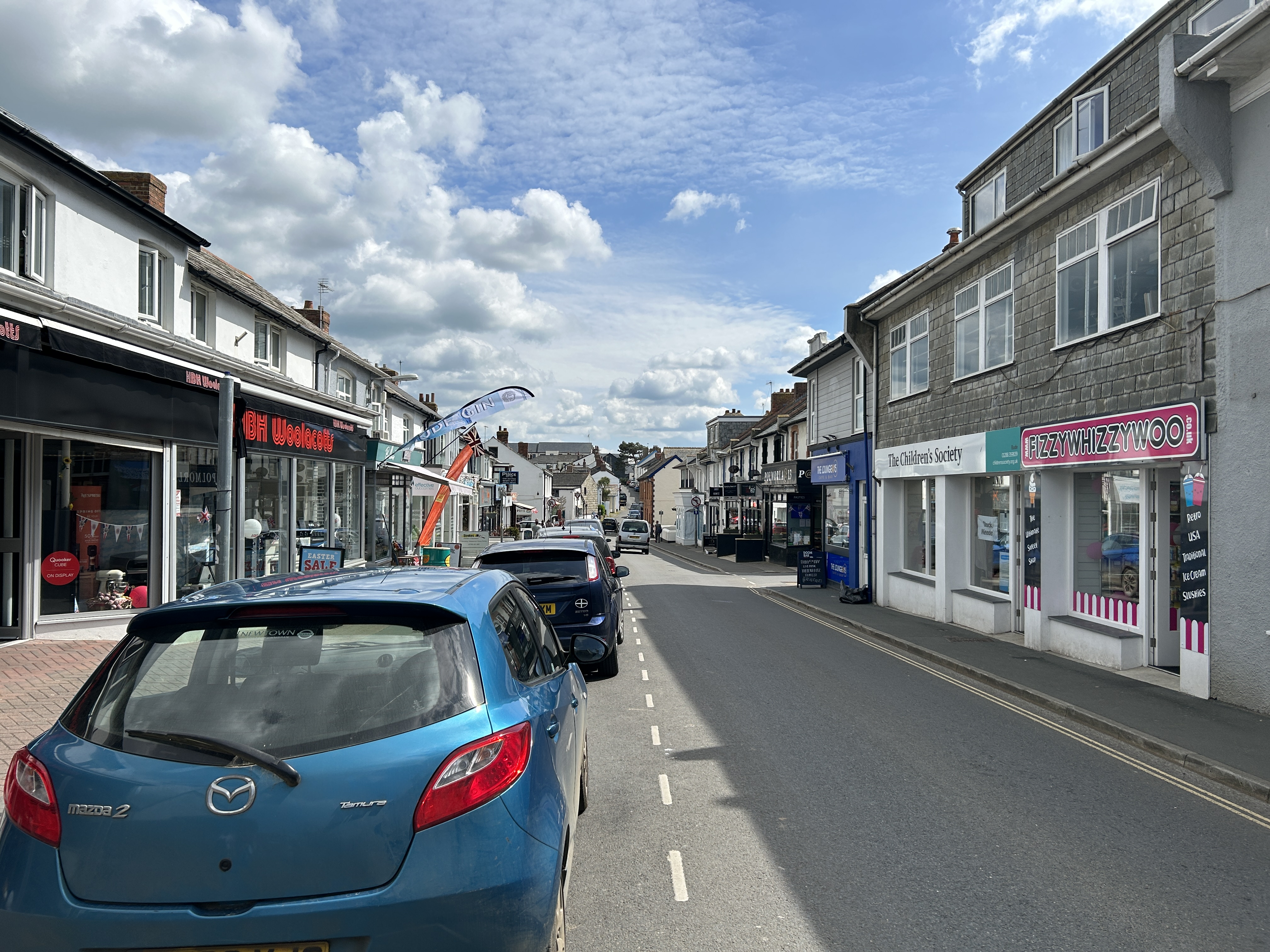 Street view of Bude Town Centre