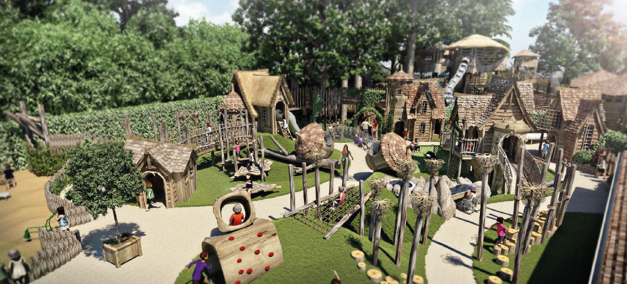 a playground with a group of people