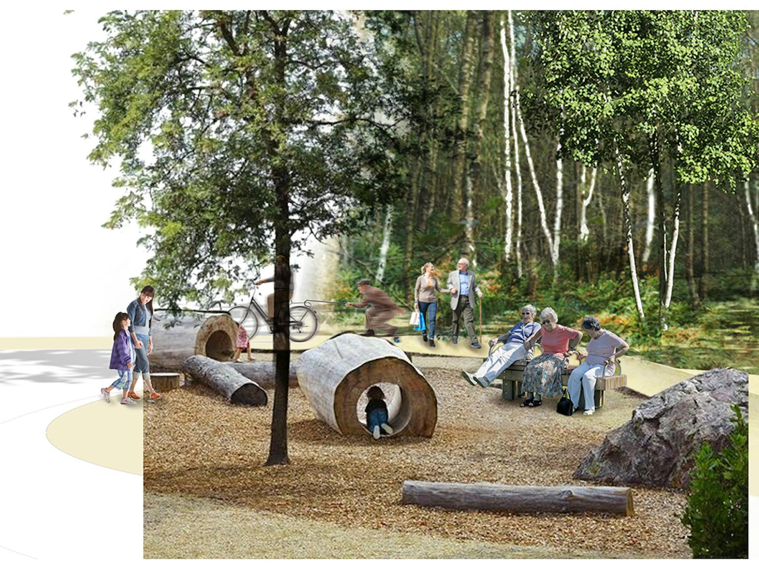 a group of people in a park
