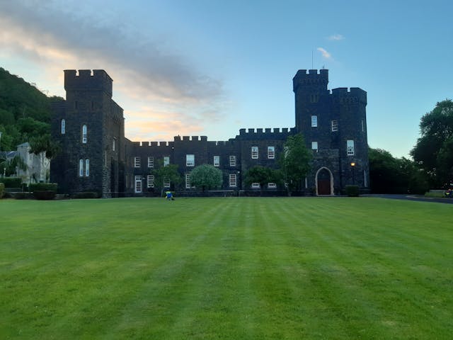 Building with grass lawn in front