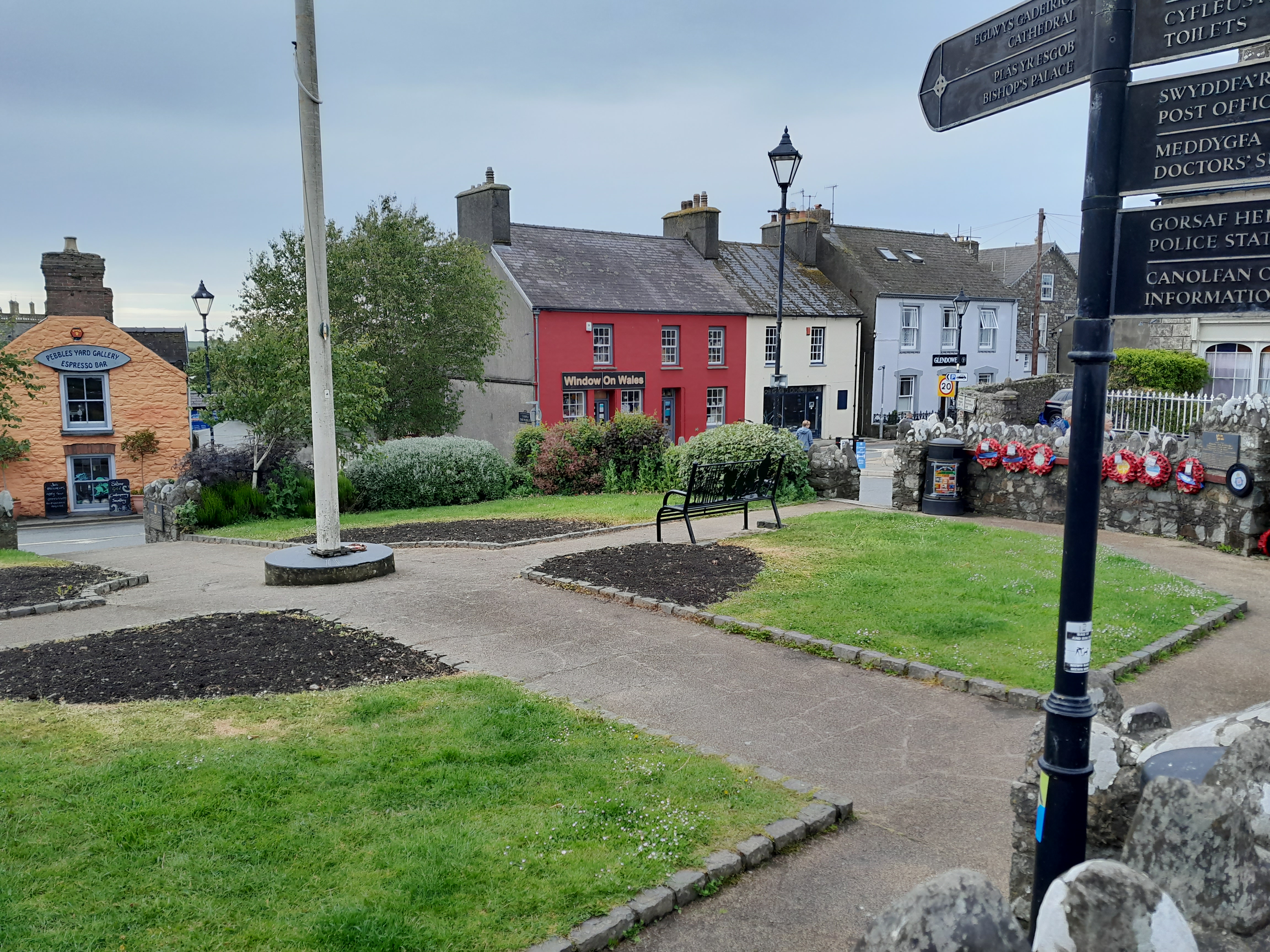 A row of colorful houses in St Davids, Wales