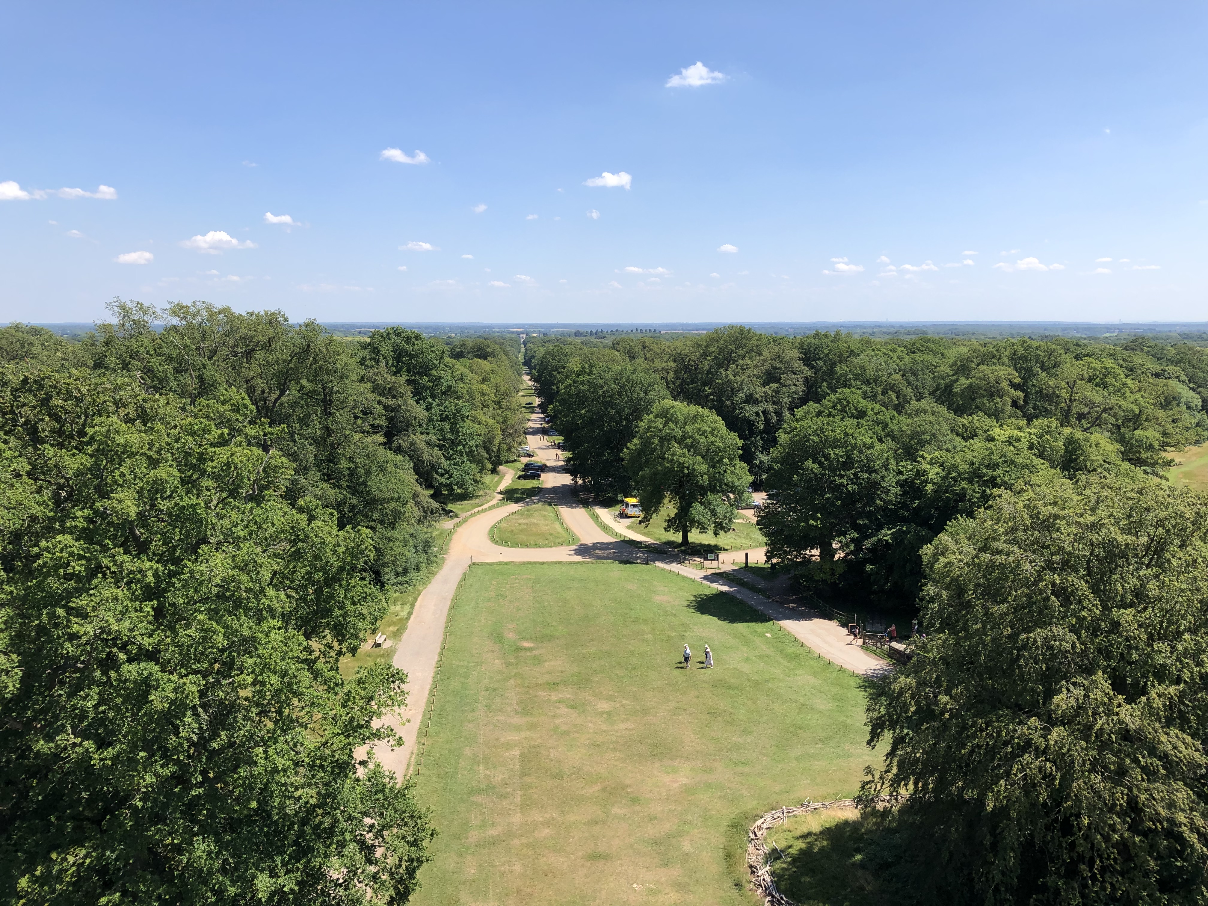 Park with walking trails, playground, and lake | Cityscape. Lush green park with walking paths, a playground, and a lake in a modern cityscape