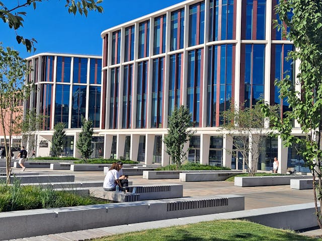 a building with glass windows