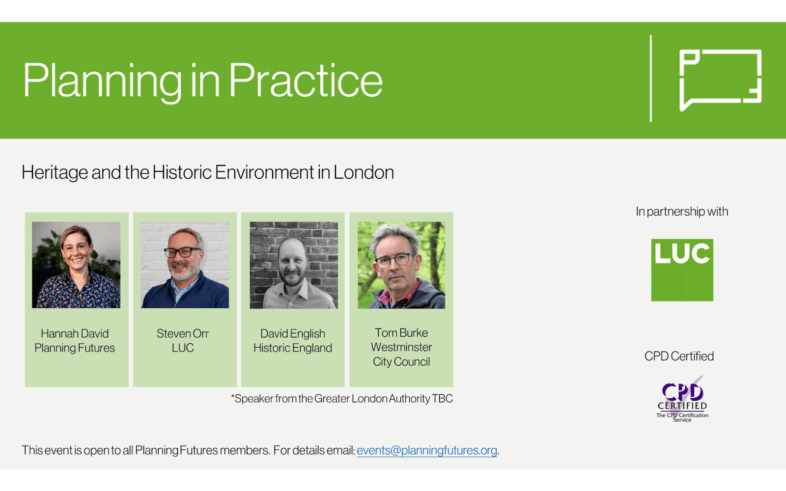 Text about a Planning in Practice event on Heritage and the Historic Environment in London