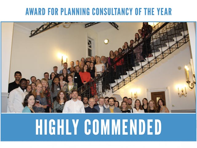 graphic showing group photo and 'highly commended' 