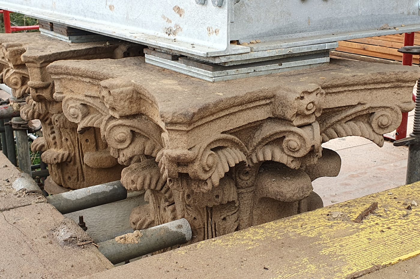Corner showing the restoration works of the memorial